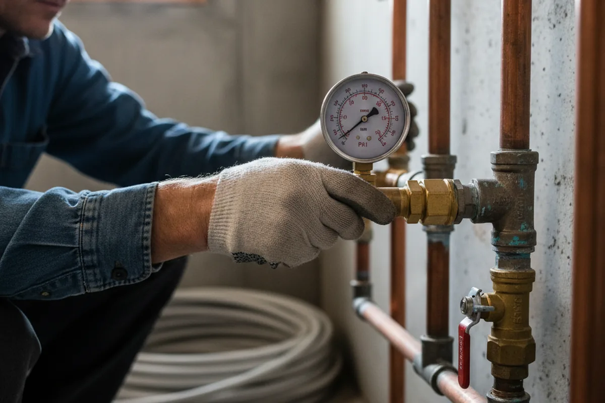 Pressure testing a repaired line during Water Line Repair in Mashpee